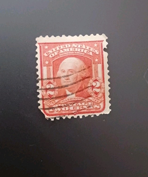 George Washington 2 Cent Postage Stamp Carmin Vintage