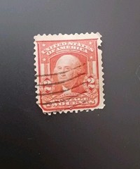George Washington 2 Cent Postage Stamp Carmin Vintage