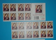 Two Booklets x 20 = 40 of MADONNA & CHILD by Gossaert 37¢ US Stamps. USA # 3820a