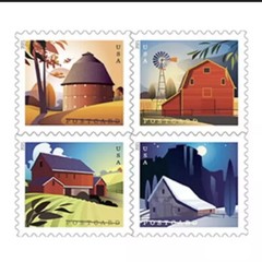 American Barns Pane of 20 Postcard Rate Forever Stamps