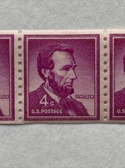 1958 Abraham Lincoln Strip of 5 Stamps with Mounts MNH