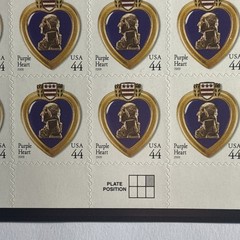 Sheet of (20) 2009 Purple Heart Stamps, $8.80 FV, Scott #4384, MNH