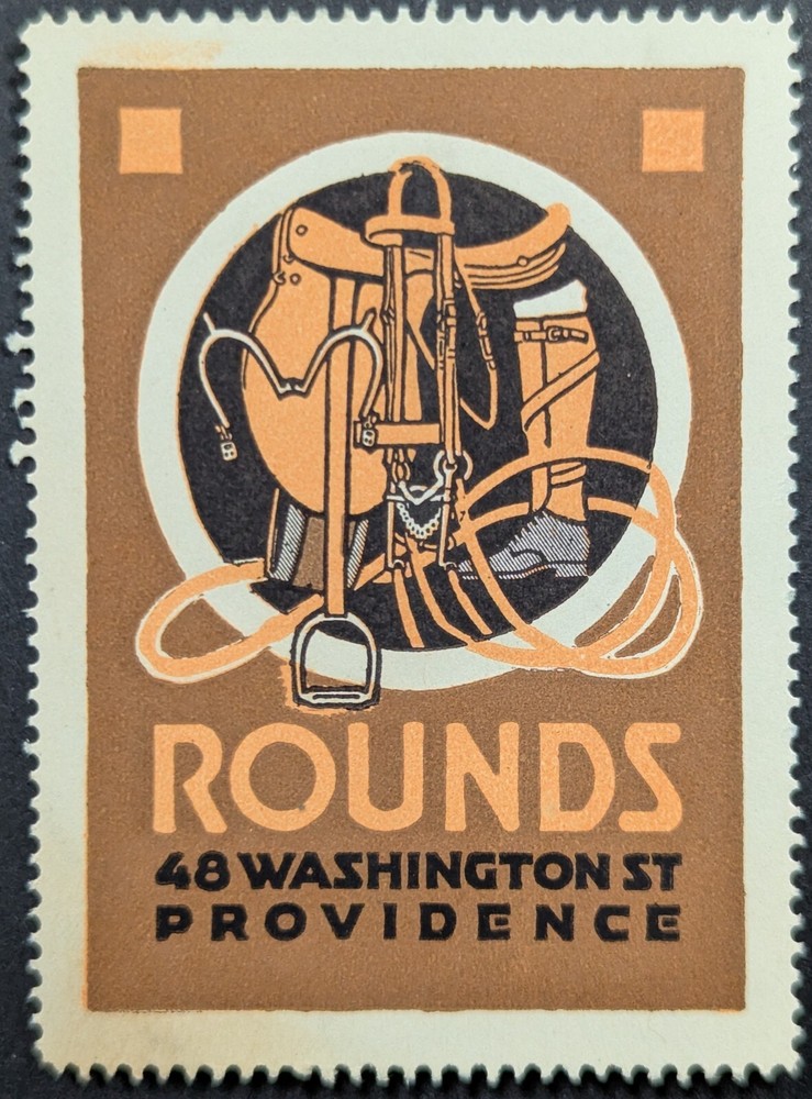 Vintage Rounds Equestrian Horseback Riding Gear Saddle Providence Poster Stamp