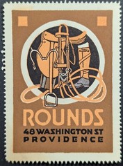 Vintage Rounds Equestrian Horseback Riding Gear Saddle Providence Poster Stamp