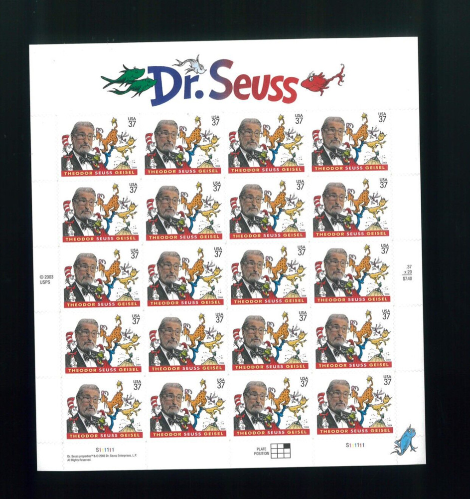 United States 37¢ Dr. Theodor Seuss Geisel Postage Stamp #3835 MNH Full Sheet