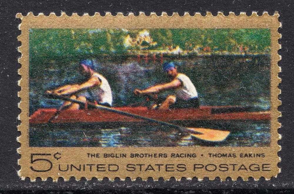 USA 1967 – The Biglin Brothers Racing – Rowing Painting — MNH Stamp – Sc. #1335