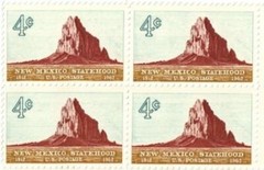 NEW MEXICO STATEHOOD—Block of 4 Collectible Unused 1962 Stamps–FREE SHIPPING