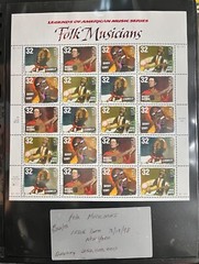 SCOTT 3212 – 3215 PANE OF 20 FOLK MUSICIANS 32 CENTS MNH