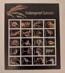 USPS Endangered Species Forever Stamps Sheet of 20 Free Shipping