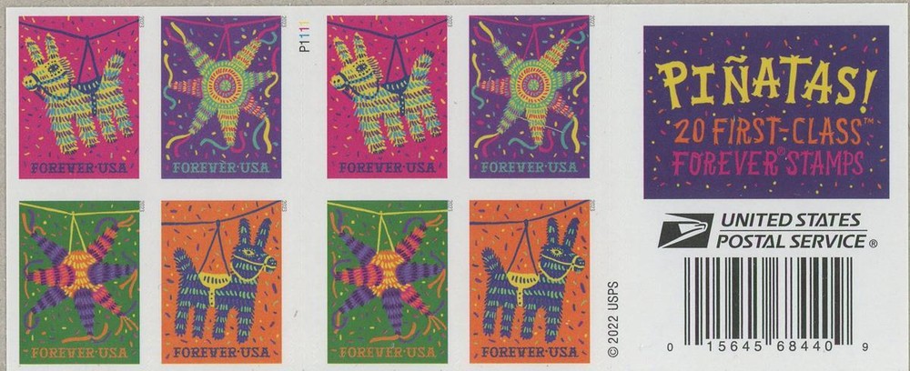 US SCOTT 5812 – 5815 BOOKLET OF 20 PINATAS STAMPS FOREVER MNH