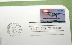 First Day of Issue Souvenir Page Lindbergh Solo Transatlantic Flight 1977 Stamp