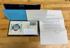 Franklin Mint Cover & Sterling Silver Coin Christmas In Bethlehem 1972