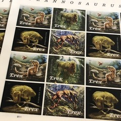 USPS New Tyrannosaurus Rex Pane Sheet 16 Forever Stamps T-Rex Trex Dinosaur 🦖