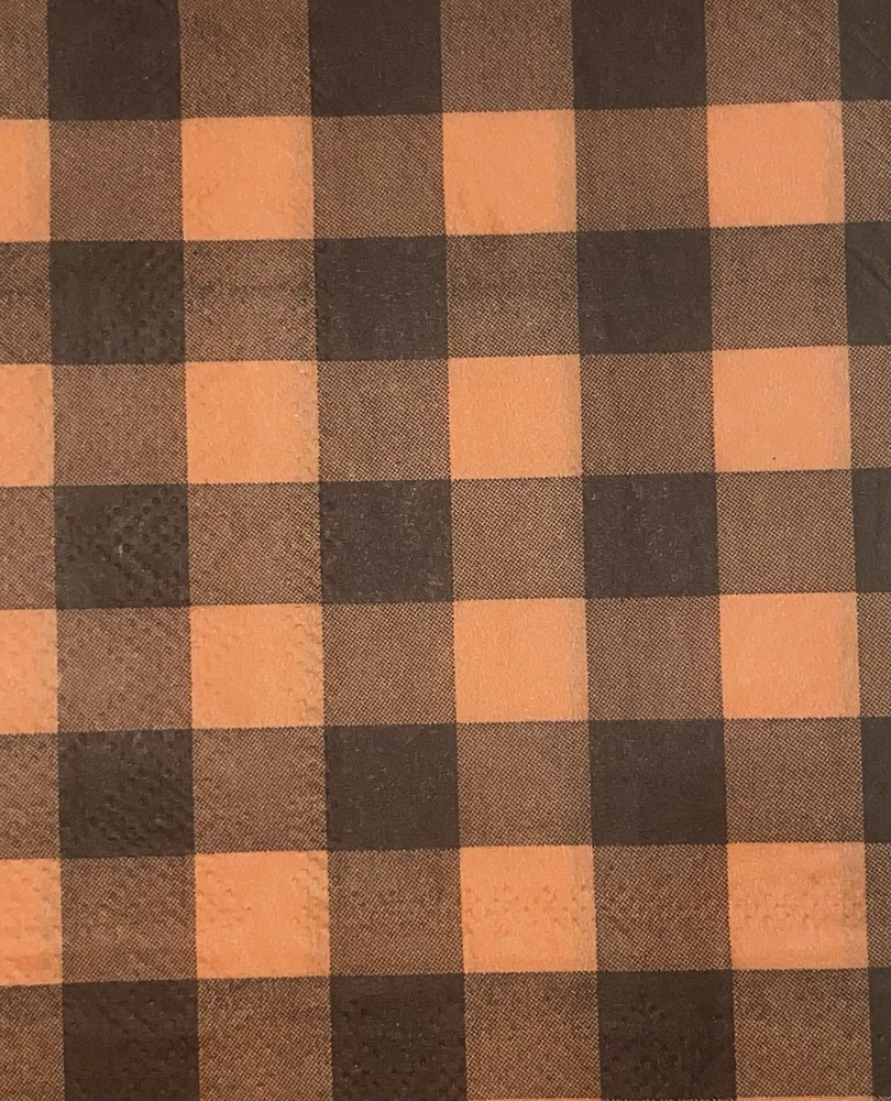 Three Individual dinner Decoupage Napkins/autumn/Halloween/orange/ Black Checker