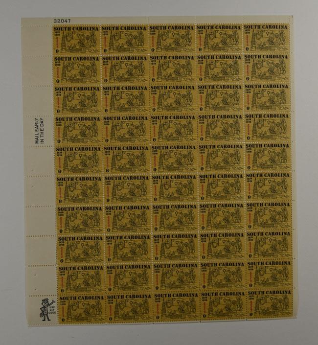 US SCOTT 1407 PANE OF 50 SOUTH CAROLINA STAMPS 6 CENT FACE MNH