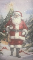 Three Individual paper dinner Decoupage napkins Santa Claus Christmas/star/trees