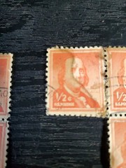 Ben Franklin 1/2 cent Stamp Block of 7 Used