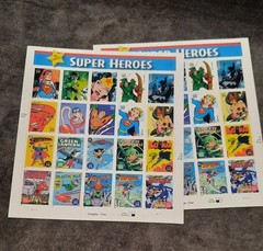 Two Sheets of DC Comics SUPER HEROES 39¢ US Postage Stamps 40 Stamps