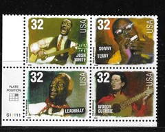 USA SC # 3215a American Music series – Folk Musicians – BLK4 . MNH