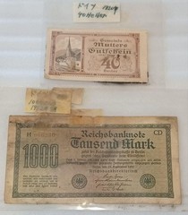 9 old banknotes from the Weimar Republic, Germany, approximately 100 years ago