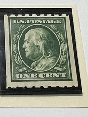 US Stamp Scott #390 1c Perf 8-1/2 Vertically, MHR OG Gum very light HR