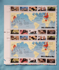 USPS – «1941 – A WORLD AT WAR» FULL SHEET OF STAMPS LOOK!!!