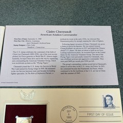 Clair Chennault Gold Stamp 1st Day POSTAL COMMEMORATIVE SOCIETYMilitary Aviation