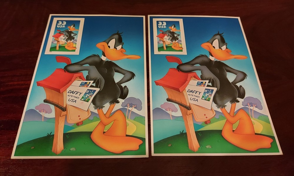 Lot of 2 1999 Warner Brothers Looney Tunes Daffy Duck US Stamp 33c MNH
