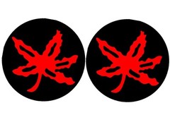Lot of 50 – 1.25″ Diameter RED ON BLACK Ohio State Buckeyes Helmet Stickers