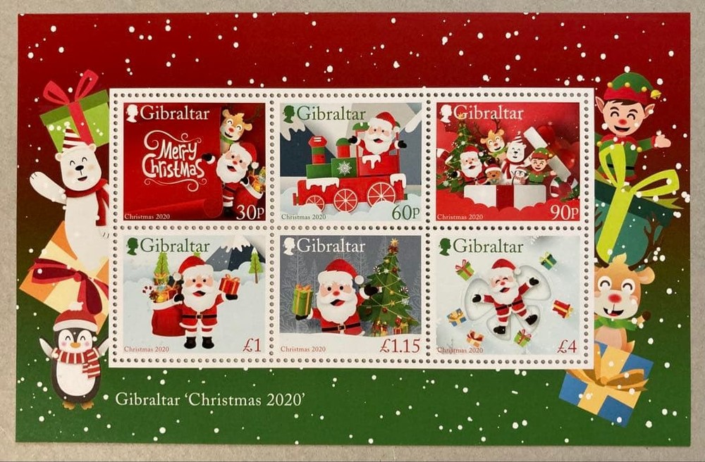 Foreign unused stamp Gibraltar miniature sheet Christmas