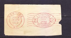1923 NEW YORK U.S POSTAGE METER STAMP PERMIT No. 1116 USA POSTAL HISTORY 2 cent