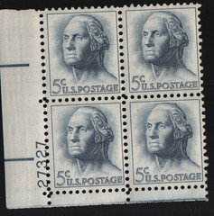 1962 5c George Washington Block of Four Scott #1213 ST140
