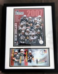 Set of 4 Original New England Patriots Framed USPS Stamp Collection Brady Moss