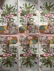 TWO Paper Dinner Decoupage Art Craft Napkins – EASTER Bunny/cross /floral/heaven