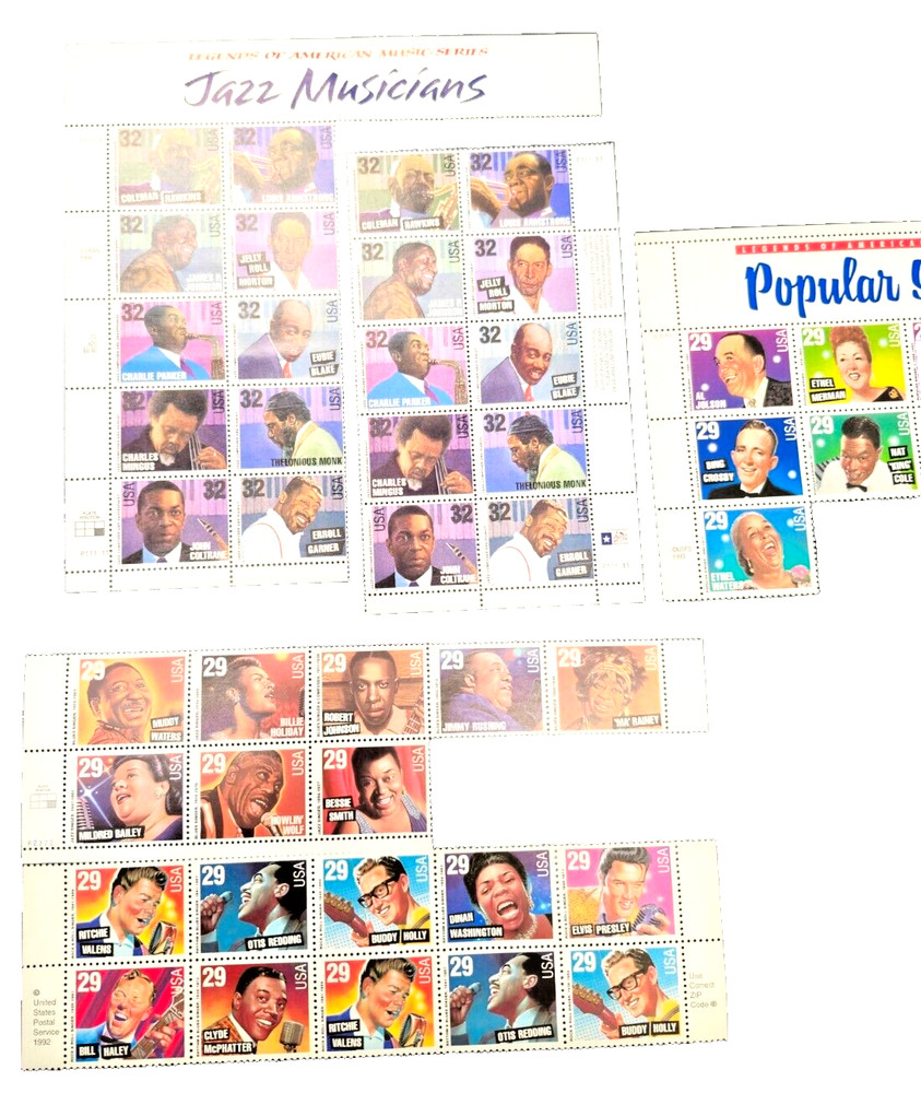 Collectors Lot of Jazz Singers/Popular Singers Postal Stamps – NEW – not hinged