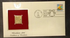 Greetings 1986 FIRST DAY ISSUE 22 CENT STAMP GOLD Traditions of Christmas MD