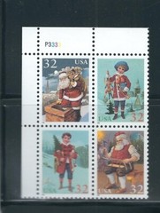 USA SC # 3007a Christmas 1994 . Block of four plate number . MNH…