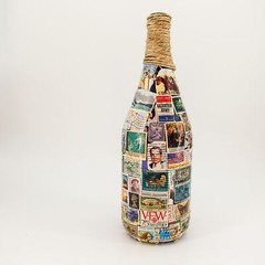 US Postage Stamp Covered Bottle Handmade Pop Culture Art «The Last One Mom Made»