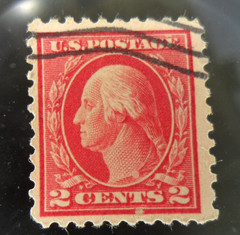 GEORGE WASHINGTON RED 2 CENT STAMP 1898. RARE
