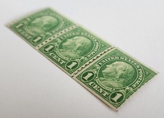 Benjamin Franklin One Cent U.S. Rare Set of 3 unused Stamps No Rubber Stamp Mark