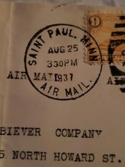 Scott C19 1937 Stamp 6 Cent Air Mail Envelope 1937 Charles Lamp Co St Paul Minn