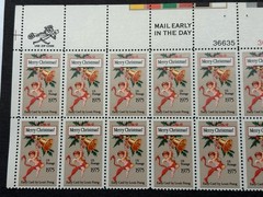 1975 US Scott #1580 10c Christmas Card Postage Stamps, MNH Block of 20