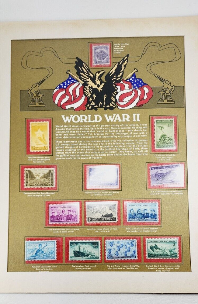 World War ll stamps from Postal Commemorative Society Vintage No postmark