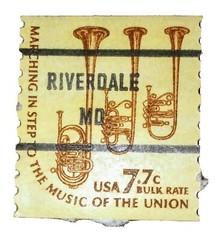 Authentic U S Postage Stamp 7.7 Cents Bulk Rate Riverdale Cancel Stamped
