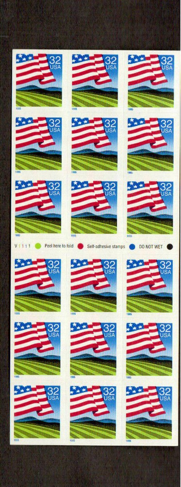 STAMPS Full Unfolded Booklet of 18 # 2919a 32 cent U.S. FLAG OVER FIELD 1995