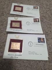Set Of 3 USPS 22KT Gold Foil Stamped Envelopes AMERICAN JOURNALISTS