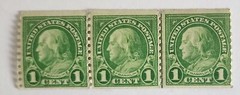 Benjamin Franklin One Cent U.S. Rare Set of 3 unused Stamps No Rubber Stamp Mark
