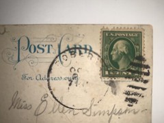 Rare ( 1 Cent 1 ) U. S. George Washington Postage Stamp Valentines Postcard