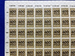 Germany definitive stamp sheet / 25 mark overprinted 400,000 mark 100 sheets,