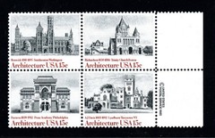 Stamp USA – American Architecture – 15¢ Block of four stamps (SC# 1838-1841) MNH